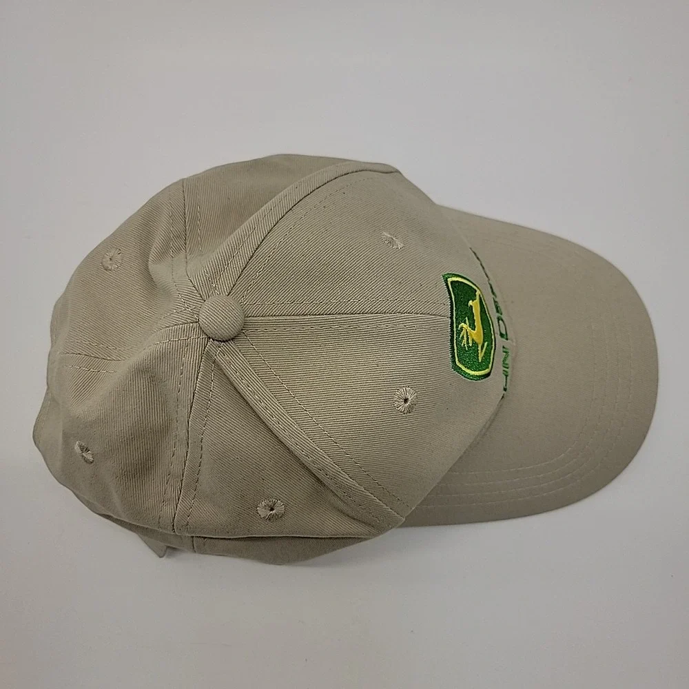 John Deere Classic Logo Hat Cap Adjustable Strap‎ Khaki Embroidered One Size